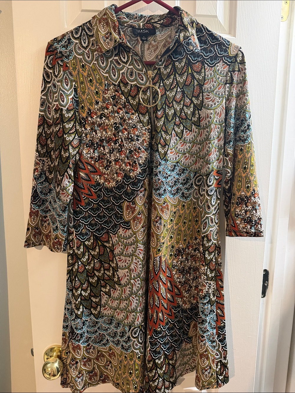 MSK Multicolor Paisley-Print A-Line Midi Dress
